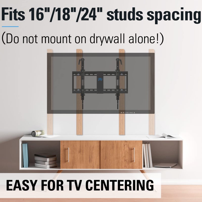 Mounting Dream Tilt TV Wall Mount - Fits 42-70 Inch TVs, Tilt Up to 20 Degrees, VESA 200x100 to 600x400mm, 132 lbs Loading, Fits 16", 18", 24" Studs - MD2165-LK - Image 4